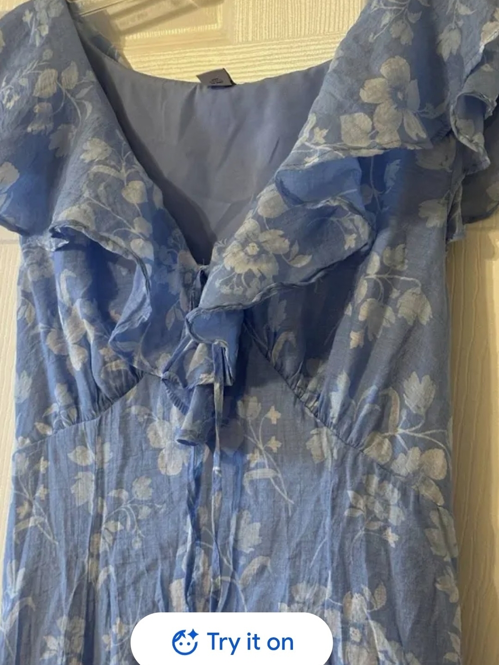 Old Navy Light Blue Floral Ruffle Maxi Dress Size XS - Picture 5 of 6